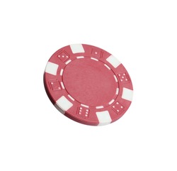 Red casino chip isolated on white. Poker game