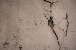Large crack on side of building after strong earthquake