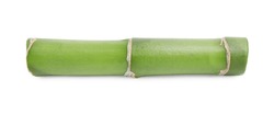 Piece of beautiful green bamboo stem on white background