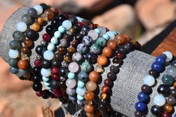 Close up. Stone bracelet. Semi-precious stones. Jewelry