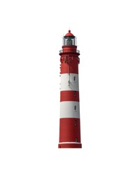 beautiful old lighthouse, red white, North Sea, Amrum, isolated on white background