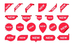 Stickers for New Arrival shop product tags, new labels or sale posters and banners vector sticker icons templates