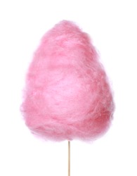 Tasty cotton candy on white background