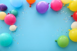 Many balloons on color background