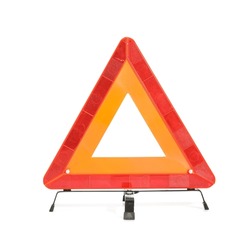 Red emergency stop sign isolated on white background