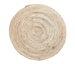 Round wicker carpet on white background