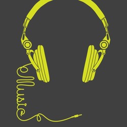 Music headphones typography, t-shirt graphics, vectors