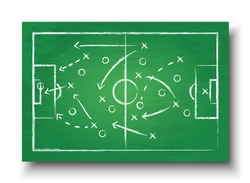 Soccer cup formation and tactic . Greenboard with football game strategy. Vector for international world championship tournament 2018 concept .