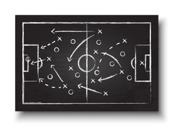 Soccer cup formation and tactic . Blackboard with football game strategy. Vector for international world championship tournament 2018 concept .