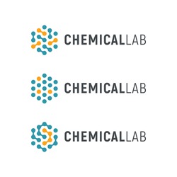 Chemical lab logo template. Abstract hexagon vector logotype. Biology hi-tech technology logos. Medical equipment.