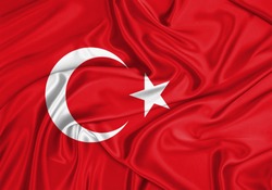 Silk Flag of Turkey. Turkey Flag of Silk Fabric.