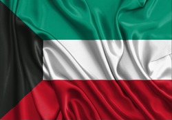 Silk Flag of Kuwait . Kuwait Flag of Silk Fabric