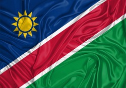 Silk Flag of Namibia . Namibia Flag of Silk Fabric