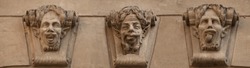 Satyr (faun) face. Sculptures 18th century in old sity