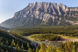 Mount Rundle and the hoodoos in Banff National Park from Hoodoos Viewpoint, Banff National Park, AB, Canada