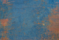 Closeup of a Metal or Steel Plate on the Back of a Truck that is Well Worn and Distressed with Blue Paint that Peeled with Copyspace