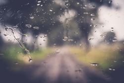 rain drops on car windscreen glass