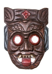 wooden mask African mask mask of the peoples of Asia, cut out the picture on a white background