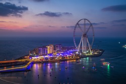 Blue Water Island Dubai UAE Sunset Overview