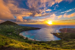 Sunrise from Hanauma Bay on Oahu, Hawaii