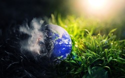 Earth planet dirty and polluted.
Environmental protection and waste reduction. For a clean planet it is necessary to eliminate CO2 emissions.Earth is changing due to pollution. Elements by NASA