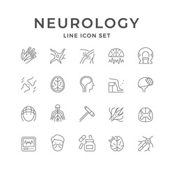 Set line icons of neurology