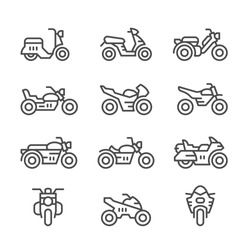 Set line icons of motorcycles
