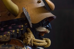 Japanese samurai helmet with face armor