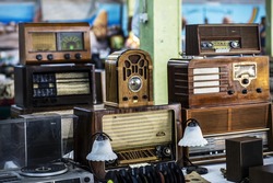 old objects for sale at a flea market
