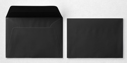 Black envelope, A5 format on a white background.