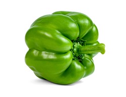 green sweet bell pepper isolated on white background