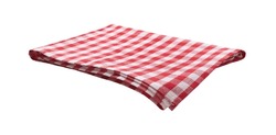 Red checkered napkin front view isolated on white background. Rustic chic style mockup perspective.