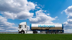 Truck with hydrogen tank trailer. Concept