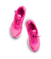 pair of pink sport shoes isolated on white background, Pair of sneakers isolated on white background
