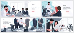 Vector illustrations for business, finance, cover, banner, poster or brochure design. Financial administration concept. Drawings of work in the office and in the team