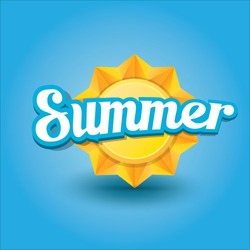 beautiful summer illustrations . vector summer label. summer icon with sun. Stylized design element. Background design for banner, poster, flyer, cover, brochure. Logo design.