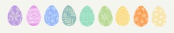 Easter Eggs. Set of vector illustrations in watercolor style. Colored Easter eggs.