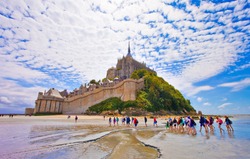 Mont saint Michel, Brittany, France, crossing of the bay