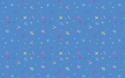 Mathematical Symbols Pattern, Vector Pattern, Math Icons with Blue Background