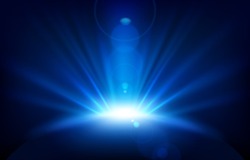 Blue Rays with lens flare, Vector Illustration