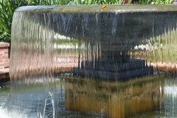 Water Cascading over Park Fountain; Summerville, South Carolina.