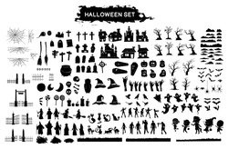 Halloween silhouette character set collection for celebration, template and decoration