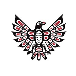 haida indian raven, Tribal Bird Drawing vector illustration