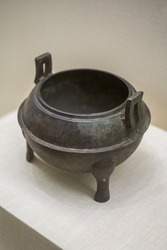 Ancient Chinese cultural relics of the Han Dynasty in the museum, bronze censer