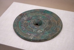 Ancient Chinese Han Dynasty cultural relics in the museum, bronze mirror