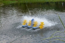 Rotary aerators used in large fish ponds