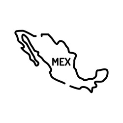 Mexico map black line icon. Border of the country. Pictogram for web page, mobile app, promo. UI UX GUI design element. Editable stroke.
