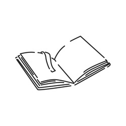 Open book black line icon. Book in expanded form, which can be immediately read. Pictogram for web page, mobile app, promo. UI UX GUI design element. Editable stroke.