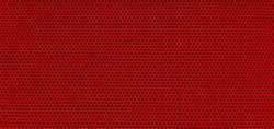 red metal grid background with black dot pattern.