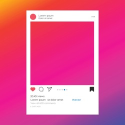 Social media photo frame template stories mobile interface. Social network post. Instagram Frame for your photo. Mockup. Vector illustration. - Vector